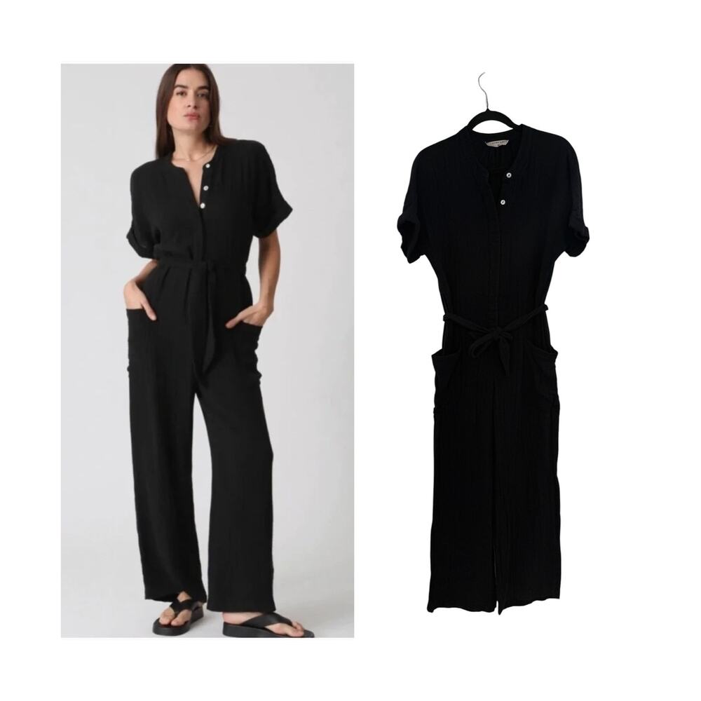 Electric‎ & Rose Carter Gauze Jumpsuit Black Cotton Tie Waist Utility XS